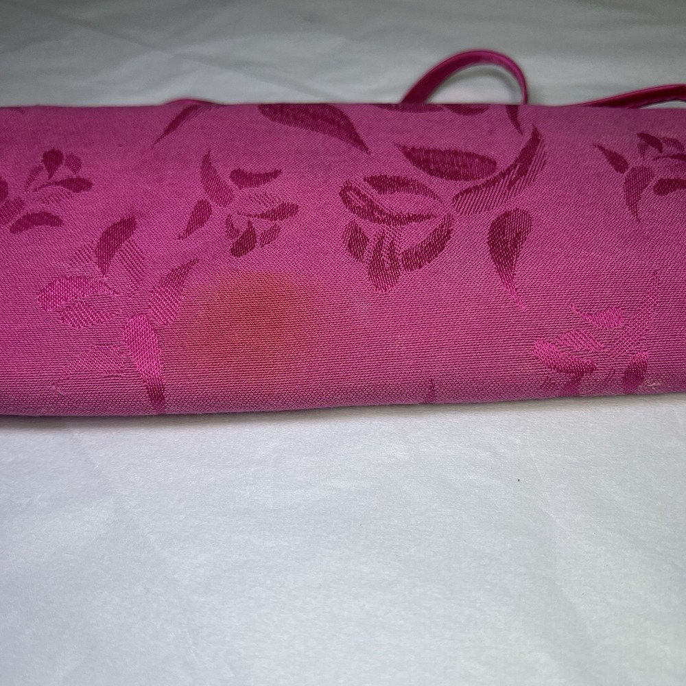 Vintage Mary Kay trifold cosmetic/jewelry bag HOT PINK Soft Satin Damask Cloth - Picture 5 of 6
